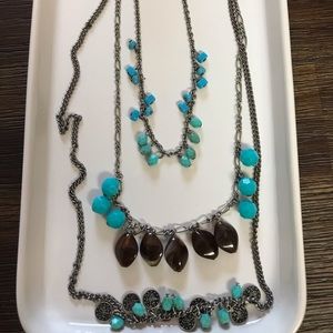 Turquoise and Brown Beaded Necklace